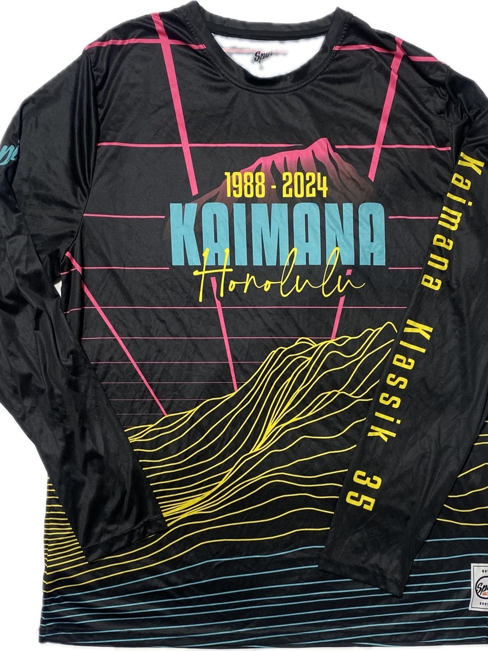 Kaimana Honolulu Long Sleeve Shirt - Black with Blue & Yellow Graphics